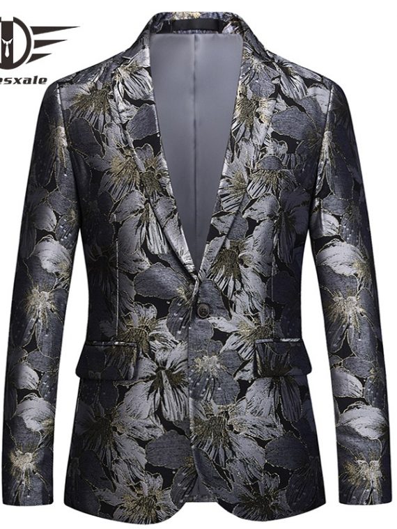 Floral Blazer Slim Fit Suit Jacket