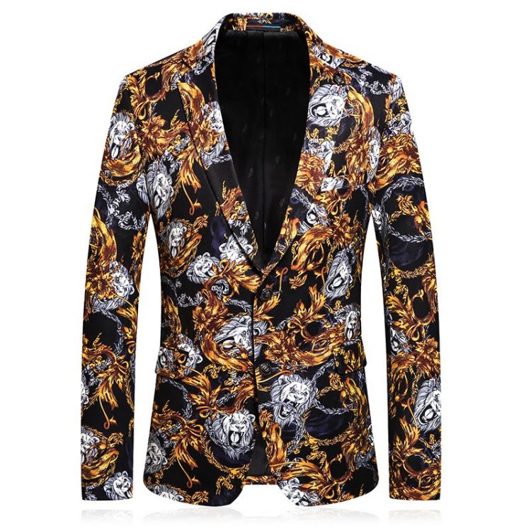 Flower Printed Suits Mens Party Dress