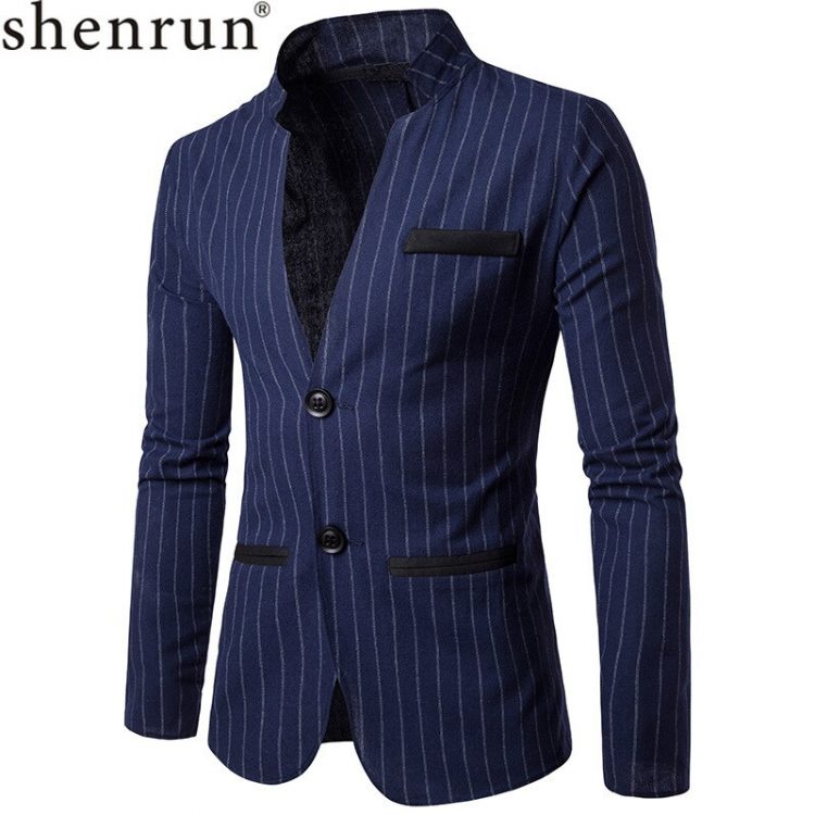 Business Blazer, casual blazer, Formal Jacket, Formal Suit, Party Blazer, Stage Blazer, Stand Collar Blazer, Stripe Jacket