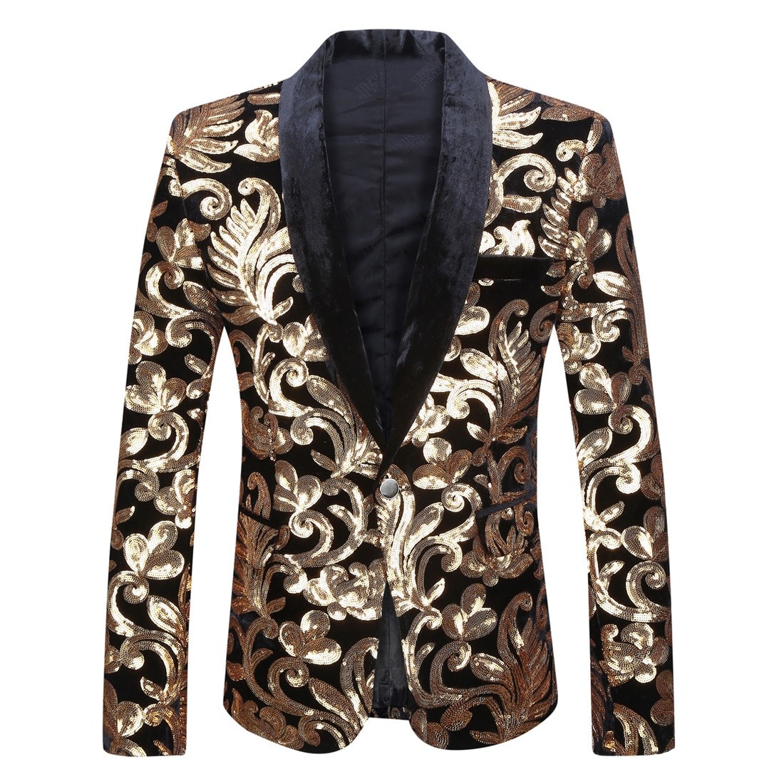 Men Shawl Lapel Blazer Sequins Suit Jacket - LatestBlazer.com