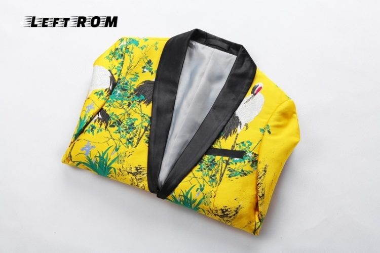 Yellow Suit Jacket Print Blazer