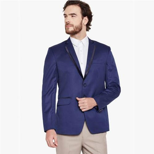 Wearing A Navy Blue Blazer With Grey Jean Or Chinos